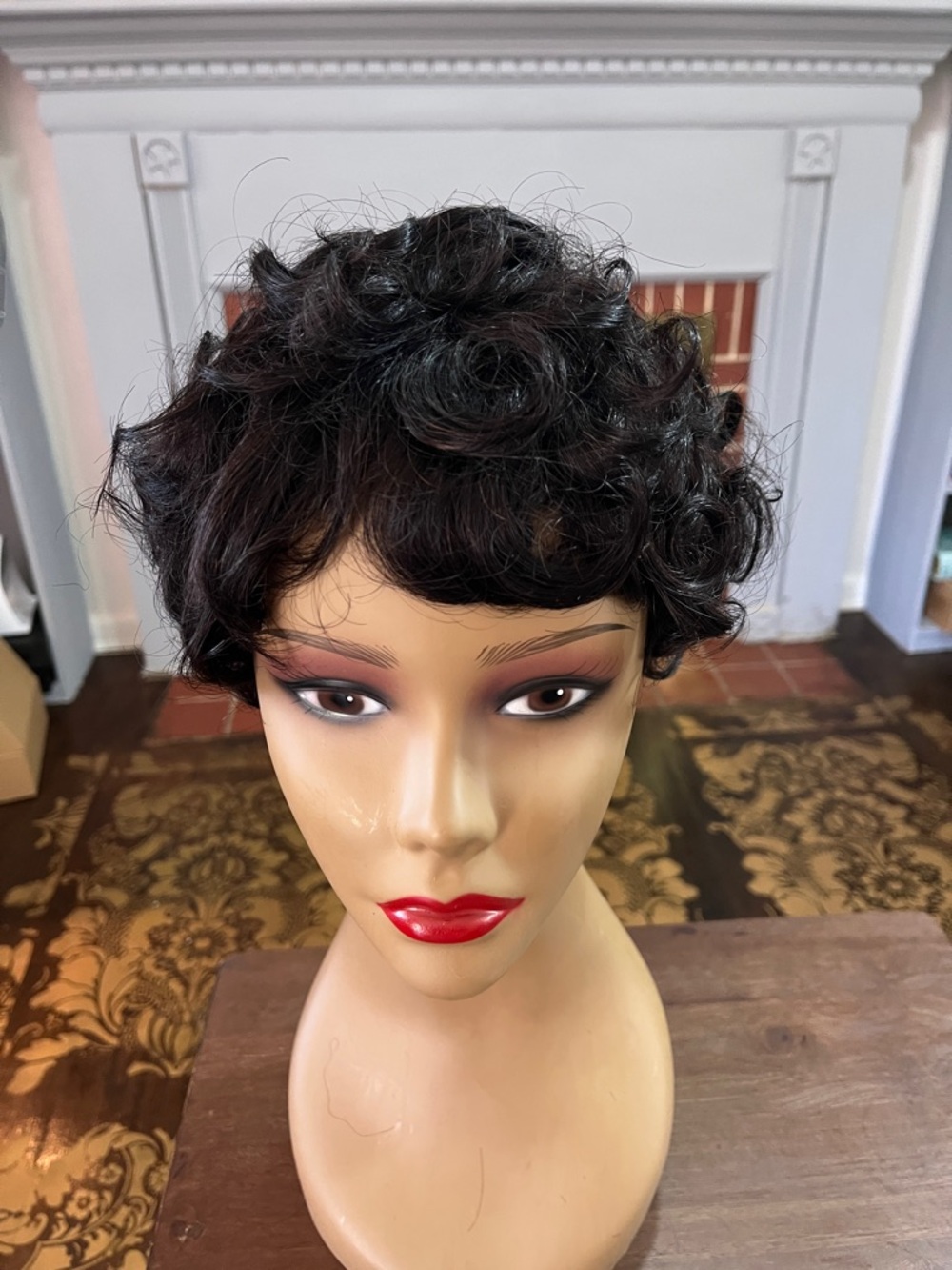 Black Short Curly Pixie Wig - Women Hair